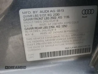 2013 Audi allroad A4 Premium Plus with VIN WA1UFAFL2DA229118, listed as a Copart auction lot 52048145 with 110,286 mi miles and Salvage Title. Bid and sale history available at DreamBid. Image 12.