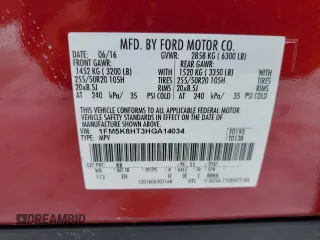 2017 Ford Explorer Platinum z VIN 1FM5K8HT3HGA14034, wystawiony jako Copart lot #45879575 z przebiegiem 100 996 mil mil oraz Nie do naprawy • Non repairable. Historia ofert i sprzedaży dostępna na DreamBid. Obrazek 13.