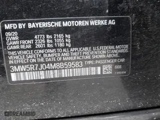 2021 BMW 3 Series 330i xDrive with VIN 3MW5R7J04M8B59583, listed as a IAAI auction lot 41308402 with 45,930 mi miles. Bid and sale history available at carsss.com. Image 9.