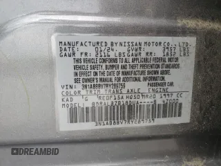 2024 Nissan Sentra S with VIN 3N1AB8BV7RY289759, listed as a Copart auction lot 52865155 with 60,031 mi miles and Salvage title. Bid and sale history available at DreamBid. Image 12.