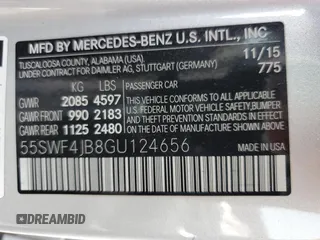 2016 Mercedes-Benz C 300 with VIN 55SWF4JB8GU124656, listed as a Copart auction lot 49355515 with 71,024 mi miles and Salvage Title. Bid and sale history available at carsss.com. Image 14.