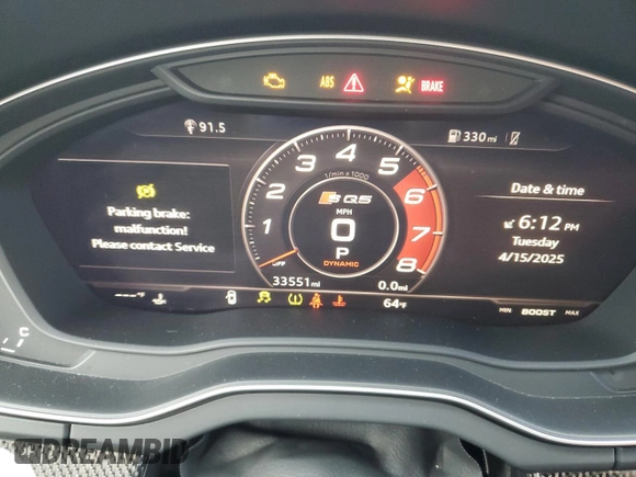 2020 Audi SQ5 Premium Plus with VIN WA1B4AFY4L2013451, listed as a Copart auction lot 52590665 with 33,551 mi miles and Salvage Title. Bid and sale history available at carsss.com. Image 9.