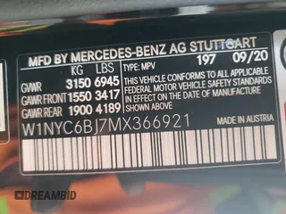 2021 Mercedes-Benz G G 550 with VIN W1NYC6BJ7MX366921, listed as a Copart auction lot 55097653 with Not Provided miles. Bid and sale history available at carsss.com. Image 14.