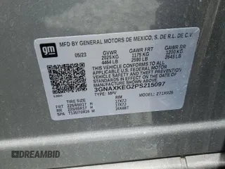 2023 Chevrolet Equinox LT с VIN 3GNAXKEG2PS215097, выставлен на аукционе Copart как лот 58263135 с пробегом 43 710 миль миль и Списание • Salvage title. История ставок и продаж доступна на DreamBid. Изображение 12.