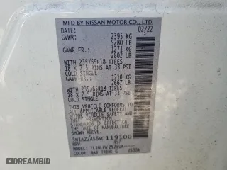 2022 Nissan Murano S with VIN 5N1AZ2AS6NC119100, listed as a Copart auction lot 86615944 with 61,319 mi miles and Salvage Title. Bid and sale history available at carsss.com. Image 13.