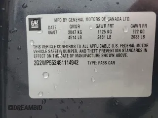2008 Pontiac Grand Prix z VIN 2G2WP552481114942, wystawiony jako Copart lot #57171295 z przebiegiem 170 932 mil mil oraz Szkody całkowita. Historia ofert i sprzedaży dostępna na DreamBid. Obrazek 13.