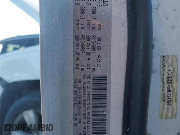 2017 Jeep Compass Sport SE with VIN 1C4NJCBA5HD124764, listed as a Copart auction lot 86616914 with 148,234 mi miles and Salvage title. Bid and sale history available at DreamBid. Image 13.