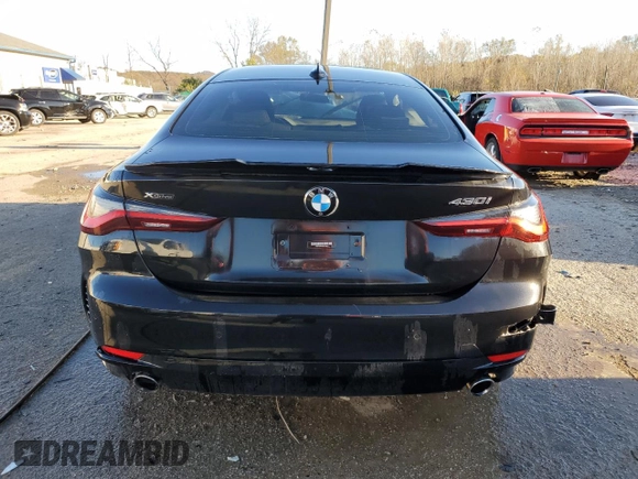 2021 BMW 4 Series 430i xDrive with VIN WBA73AP00MCE73967, listed as a Copart auction lot 75868144 with 28,132 mi miles and Salvage Title. Bid and sale history available at carsss.com. Image 6.