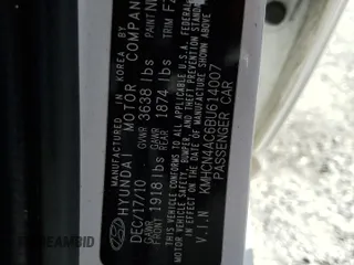 2011 Hyundai Accent GLS z VIN KMHCN4AC6BU614007, wystawiony jako Copart lot #53607545 z przebiegiem 138 593 mil mil oraz Szkoda całkowita • Salvage title. Historia ofert i sprzedaży dostępna na DreamBid. Obrazek 15.