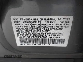 2008 Honda Pilot SE z VIN 5FNYF18368B006680, wystawiony jako IAAI lot #42207051 z przebiegiem 75 438 mil mil oraz . Historia ofert i sprzedaży dostępna na DreamBid. Obrazek 9.