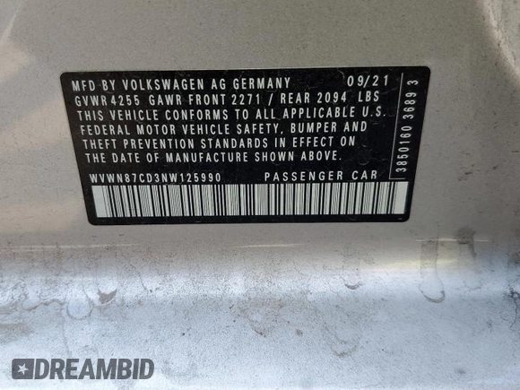 2022 Volkswagen Golf GTI SE with VIN WVWN87CD3NW125990, listed as a Copart auction lot 59822194 with 37,573 mi miles and Salvage Title. Bid and sale history available at carsss.com. Image 13.