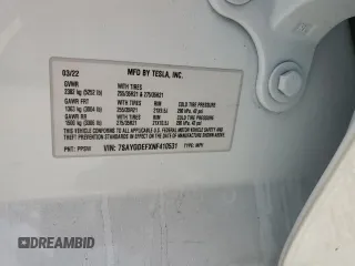 2022 Tesla Model Y Performance with VIN 7SAYGDEFXNF410531, listed as a Copart auction lot 54449715 with Not Provided miles and Non Repairable. Bid and sale history available at DreamBid. Image 13.