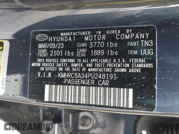 2023 Hyundai Venue Limited with VIN KMHRC8A34PU248191, listed as a IAAI auction lot 42364725 with 38,091 mi miles and . Bid and sale history available at DreamBid. Image 9.