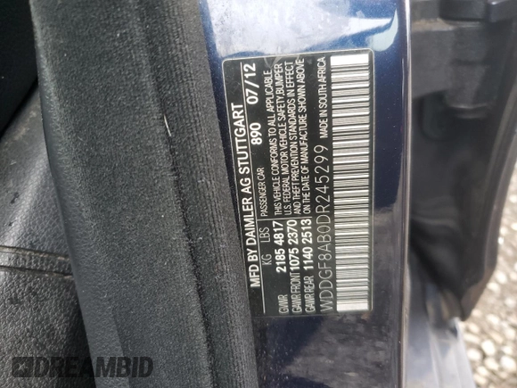 2013 Mercedes-Benz C-Class C 300 Sport with VIN WDDGF8AB0DR245299, listed as a Copart auction lot 51048185 with 196,687 mi miles and Salvage Title. Bid and sale history available at carsss.com. Image 13.
