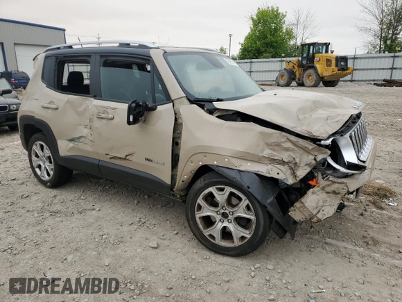 2016 Jeep Renegade Limited with VIN ZACCJBDT4GPC71366, listed as a Copart auction lot 58951425 with 86,485 mi miles and Non repairable. Bid and sale history available at DreamBid. Image 4.