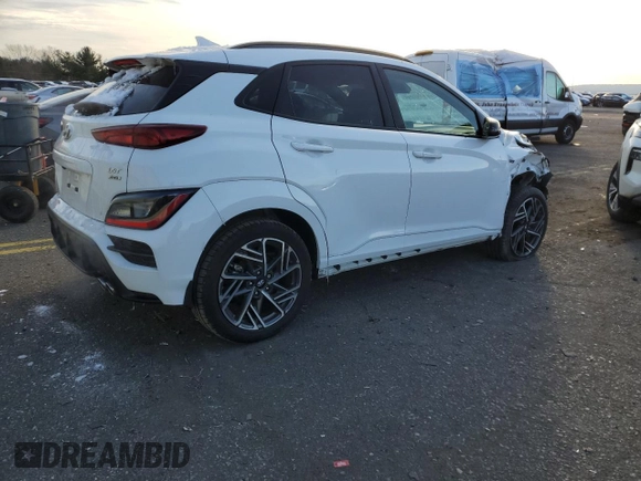 2023 Hyundai Kona N Line with VIN KM8K3CA37PU995837, listed as a Copart auction lot 85757014 with 4,275 mi miles and Salvage Title. Bid and sale history available at carsss.com. Image 3.