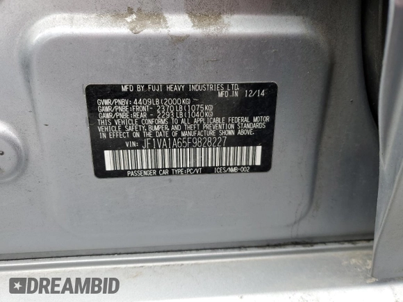 2015 Subaru WRX z VIN JF1VA1A65F9828227, wystawiony jako Copart lot #47993485 z przebiegiem 107 296 mil mil oraz Szkoda całkowita • Salvage title. Historia ofert i sprzedaży dostępna na DreamBid. Obrazek 14.