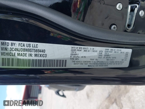 2025 Jeep Compass Latitude с VIN 3C4NJDBN9ST569440, выставлен на аукционе IAAI как лот 42098482 с пробегом 2 575 миль миль и . История ставок и продаж доступна на DreamBid. Изображение 9.