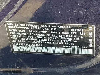 2014 Volkswagen Passat Wolfsburg Ed with VIN 1VWAS7A34EC032338, listed as a IAAI auction lot 42013753 with 116,168 mi miles. Bid and sale history available at carsss.com. Image 9.