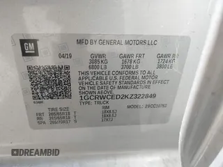 2019 Chevrolet Silverado 1500 LT with VIN 1GCRWCED2KZ322849, listed as a IAAI auction lot 41775145 with 11,685 mi miles and . Bid and sale history available at DreamBid. Image 9.