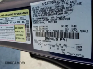 2013 Ford Fusion Titanium with VIN 3FA6P0K97DR189761, listed as a Copart auction lot 48876465 with 147,038 mi miles and Salvage Title. Bid and sale history available at carsss.com. Image 14.