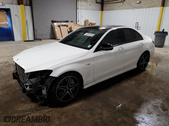 2018 Mercedes-Benz C 43 AMG with VIN 55SWF6EB4JU237002, listed as a Copart auction lot 46784155 with 88,525 mi miles and Salvage Title. Bid and sale history available at carsss.com. Image 1.