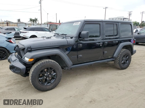 2022 Jeep Wrangler Unlimited Sport S with VIN 1C4HJXDG6NW141997, listed as a Copart auction lot 58938655 with 67,222 mi miles and Salvage title. Bid and sale history available at DreamBid. Image 1.