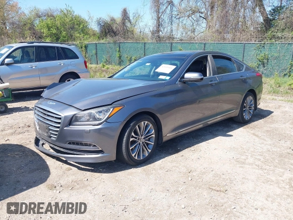 2015 Hyundai Genesis 3.8L with VIN KMHGN4JE5FU095721, listed as a IAAI auction lot 42055501 with 89,517 mi miles. Bid and sale history available at carsss.com. Image 17.