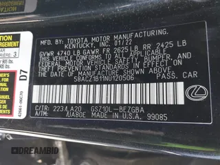 2022 Lexus ES 350 z VIN 58ACZ1B11NU120506, wystawiony jako IAAI lot #42082831 z przebiegiem 60 531 mil mil oraz . Historia ofert i sprzedaży dostępna na DreamBid. Obrazek 9.