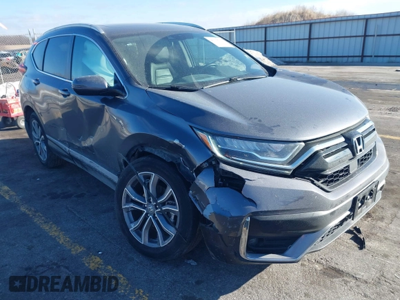 2021 Honda CR-V Touring with VIN 2HKRW2H9XMH681992, listed as a IAAI auction lot 41674120 with 43,000 mi miles. Bid and sale history available at carsss.com. Image 1.