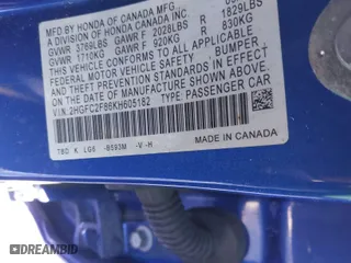 2019 Honda Civic Sedan Sport with VIN 2HGFC2F86KH605182, listed as a IAAI auction lot 41558457 with 84,246 mi miles. Bid and sale history available at carsss.com. Image 9.