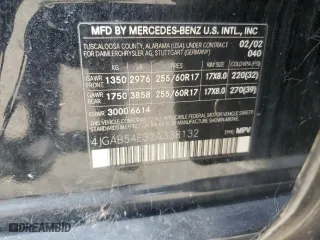 2002 Mercedes-Benz M-Class with VIN 4JGAB54E32A338132, listed as a Copart auction lot 67854164 with 0 mi miles and Salvage Title. Bid and sale history available at carsss.com. Image 13.