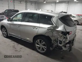 2013 Infiniti JX35 with VIN 5N1AL0MMXDC344217, listed as a IAAI auction lot 41608279 with 106,015 mi miles and . Bid and sale history available at DreamBid. Image 3.