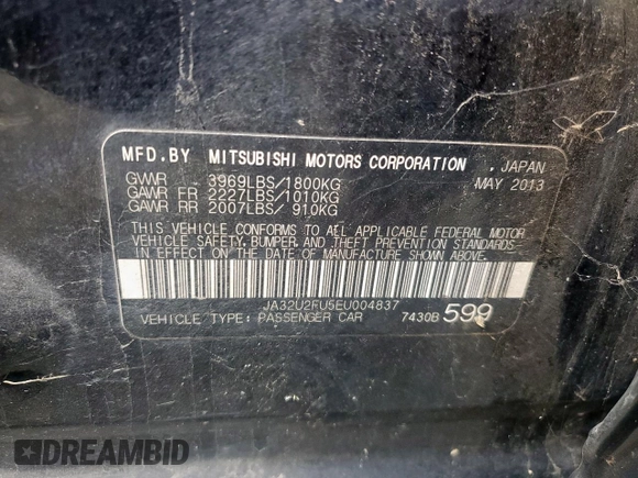 2014 Mitsubishi Lancer ES with VIN JA32U2FU5EU004837, listed as a Copart auction lot 60742635 with 140,726 mi miles and Clean title. Bid and sale history available at DreamBid. Image 12.
