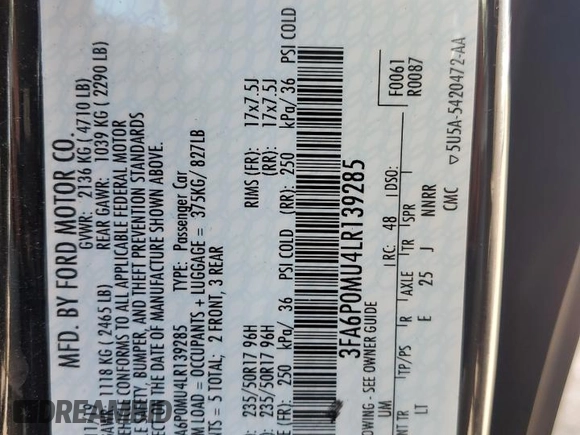 2020 Ford Fusion Hybrid SEL with VIN 3FA6P0MU4LR139285, listed as a Copart auction lot 71680004 with 102,344 mi miles and Salvage Title. Bid and sale history available at carsss.com. Image 11.