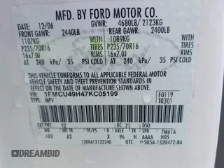 2007 Ford Escape Hybrid с VIN 1FMCU49H47KC05199, выставлен на аукционе IAAI как лот 42504487 с пробегом 169 644 миль миль и . История ставок и продаж доступна на DreamBid. Изображение 9.