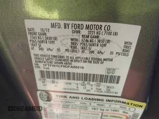 2013 Ford F-150 XL with VIN 1FTFW1CF6DFA50516, listed as a IAAI auction lot 42494073 with 226,393 mi miles and . Bid and sale history available at DreamBid. Image 9.