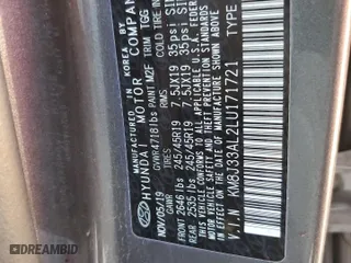 2020 Hyundai Tucson Sport with VIN KM8J33AL2LU171721, listed as a Copart auction lot 78842534 with 41,189 mi miles and Salvage Title. Bid and sale history available at carsss.com. Image 13.