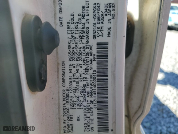 2004 Toyota 4Runner SR5 with VIN JTEZU14R140020415, listed as a Copart auction lot 49425005 with 236,027 mi miles and Salvage Title. Bid and sale history available at carsss.com. Image 13.