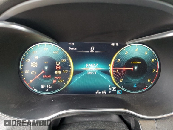 2020 Mercedes-Benz GLC 300 with VIN W1N0G8DB4LF802826, listed as a Copart auction lot 66197315 with 59,211 mi miles and Salvage title. Bid and sale history available at DreamBid. Image 9.