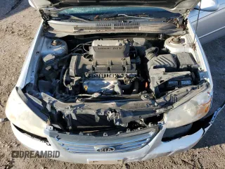 2008 Kia Spectra EX with VIN KNAFE121685507522, listed as a Copart auction lot 57908235 with 143,894 mi miles and Salvage title. Bid and sale history available at DreamBid. Image 11.
