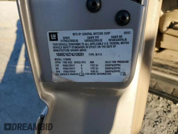 2004 GMC Yukon XL SLT with VIN 1GKEC16Z74J128281, listed as a Copart auction lot 72756074 with 0 mi miles and Salvage Title. Bid and sale history available at carsss.com. Image 13.