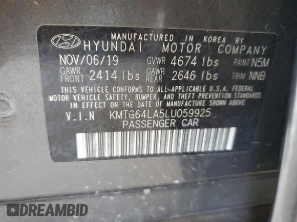 2020 Genesis G70 2.0T z VIN KMTG64LA5LU059925, wystawiony jako Copart lot #57105395 z przebiegiem 73 950 mil mil oraz Nie do naprawy • Non repairable. Historia ofert i sprzedaży dostępna na DreamBid. Obrazek 12.