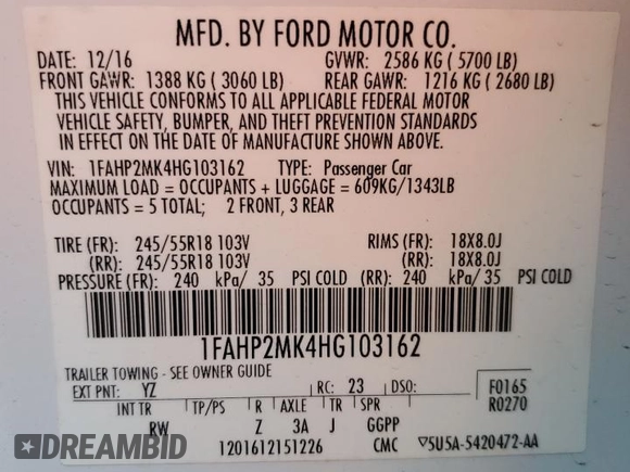 2017 Ford Police Interceptor z VIN 1FAHP2MK4HG103162, wystawiony jako Copart lot #59287055 z przebiegiem 115 682 mil mil oraz Szkoda całkowita • Salvage title. Historia ofert i sprzedaży dostępna na DreamBid. Obrazek 12.