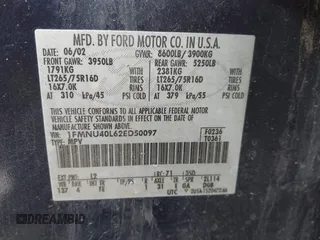 2002 Ford Excursion Special Serv с VIN 1FMNU40L62ED50097, выставлен на аукционе IAAI как лот 41814280 с пробегом 185 478 миль миль и . История ставок и продаж доступна на DreamBid. Изображение 9.