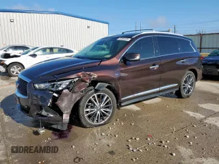 2019 Infiniti QX60 Pure with VIN 5N1DL0MN0KC504592, listed as a Copart auction lot 57896385 with 99,185 mi miles and Salvage title. Bid and sale history available at DreamBid. Image 1.
