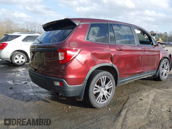 2021 Honda Passport EX-L with VIN 5FNYF7H55MB015305, listed as a IAAI auction lot 41672601 with 74,788 mi miles. Bid and sale history available at carsss.com. Image 4.