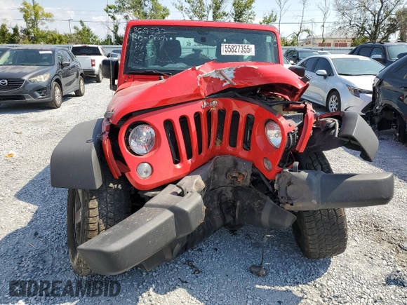 2015 Jeep Wrangler Unlimited Willys Wheeler with VIN 1C4BJWDG3FL726460, listed as a Copart auction lot 55827355 with 96,482 mi miles and Salvage Title. Bid and sale history available at DreamBid. Image 5.