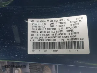 2015 Honda Accord LX with VIN 1HGCR2F36FA205083, listed as a IAAI auction lot 41932005 with 75,509 mi miles and . Bid and sale history available at DreamBid. Image 9.