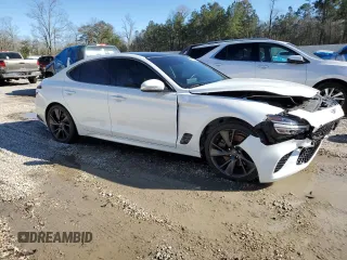2022 Genesis G70 3.3T with VIN KMTG54TE3NU084590, listed as a Copart auction lot 46709275 with 21,664 mi miles and Salvage title. Bid and sale history available at DreamBid. Image 4.